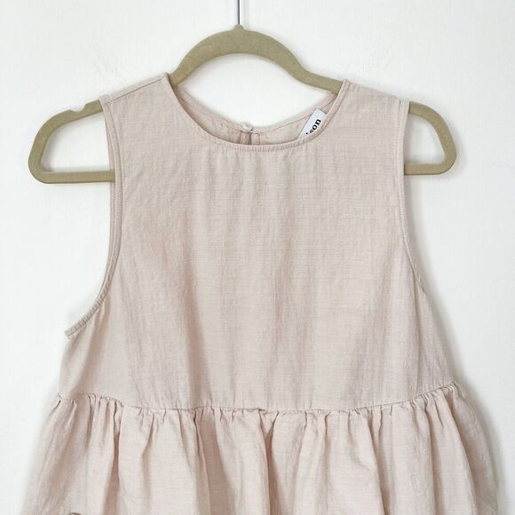 En Saison Viggo Sleeveless Tiered Mini Dress Womens Medium Beige Cotton Natural - Picture 7 of 16